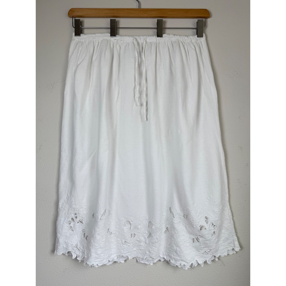 Universal Thread Women Linen Blend Skirt XL White Eyelet Embroidered Midi Skirt